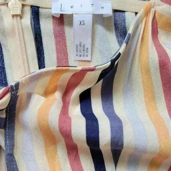 Leith Striped Keyhole Front Tie Midi Dress size xs - Picture 13 of 15